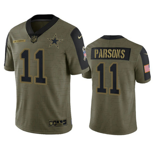 Youth Dallas Cowboys #11 Micah Parsons 2021 Olive Salute To Service Limited Stitched Jersey